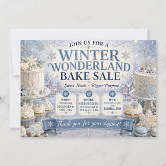 Convites Venda de Bolos de Natal Winter Wonderland Azul