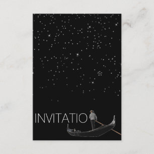 Convites Venezian Gondola Invitation Stars Night