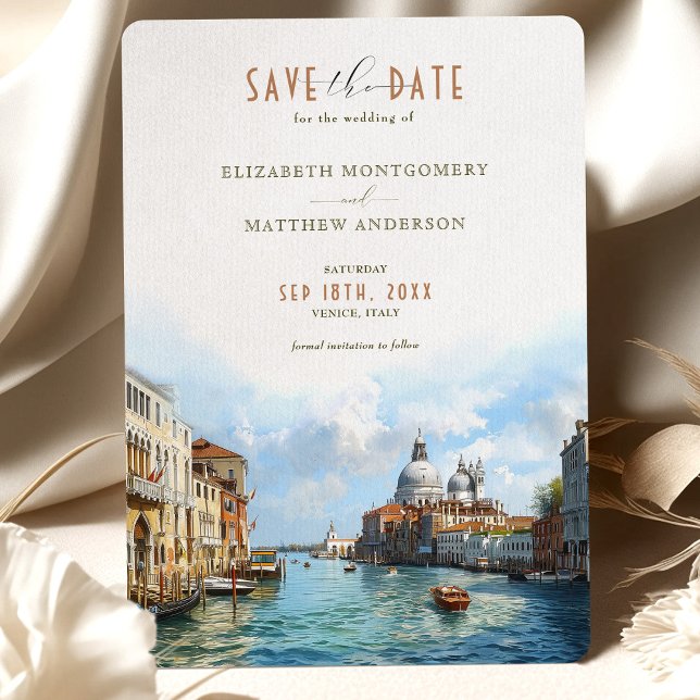 Convites Veneziana Elegance Waterfront Save-the-Date (Criador carregado)