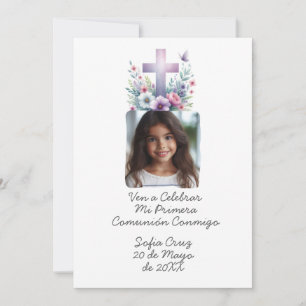 Convites Venha Celebrar Minha Primeira Comunhão com Foto Fl