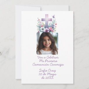 Convites Venha Celebrar Minha Primeira Comunhão com Foto Fl