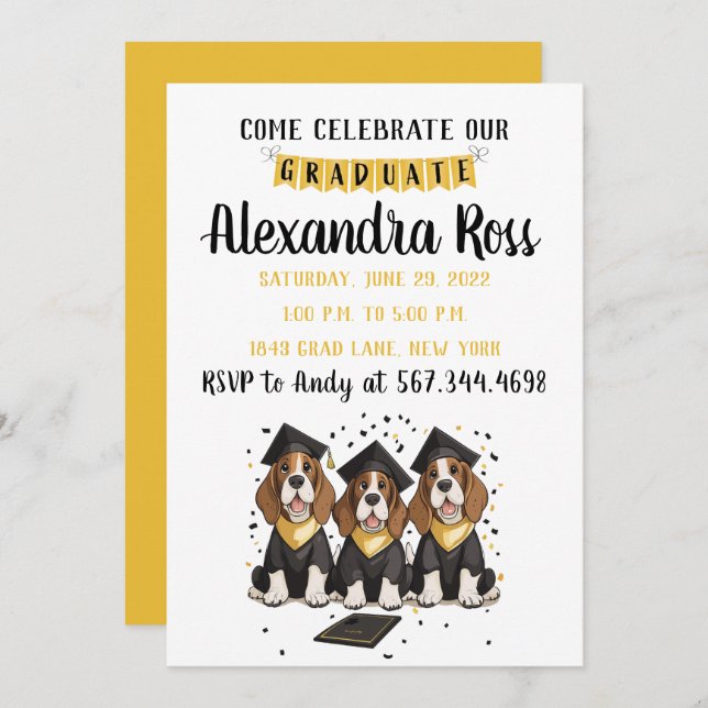 Convites Venha Celebrar Nossos Cachorros De Caça-Formando (Frente/Verso)