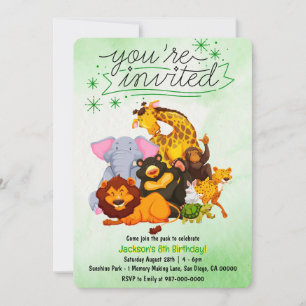 Convites Venha Juntar-Se À Festa De Animais Safari Pack