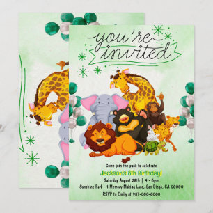 Convites Venha Junte-se ao Safari de Animais do Pacote 