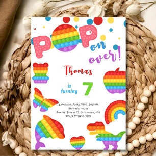 Convites Venha logo! Pastel pop it criança aniversariante