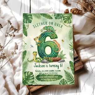 Convites Venha Rastejando Para a Festa de 6 Anos no Jungle