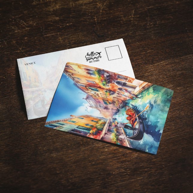 Convites Venice Canals Itália Watercolor Postcard (Criador carregado)