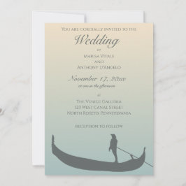 Convites Venice Gondola Silhouette no Sunset Wedding