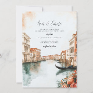 Convites Venice Itália Watercolor Wedding
