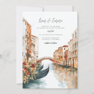 Convites Venice Itália Watercolor Wedding