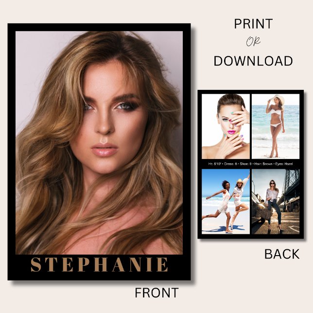 Convites Ventura 5 Modelo Comp Card | Nome e Estatísticas (Criador carregado)