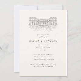 Convites Venue Illustration Old Money Aesthetic, Wedding 