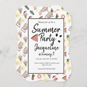 Convites Verão Flamingo - Mão Desenhada