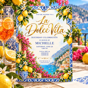 Convites Verão Italiano na Costa Amalfi Azul Amarelo Aniver