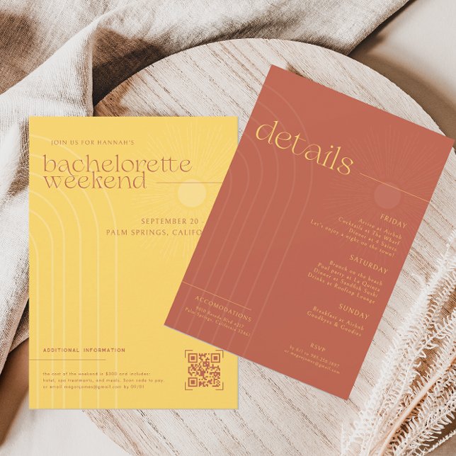 Convites Verão Mínimo Moderno | Fim de Semana de Bacheloret (Criador carregado)