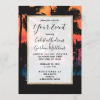 Verão Tropical Cor de Rosa Laranja Palmeira Sunset