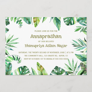 Convites Verão tropical  Folhas de Água Annaprashan