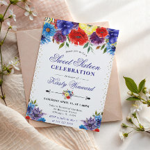 Verão Vermelho e Azul Boho Flores Doze Anos Doces