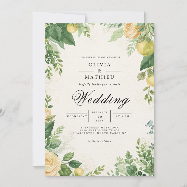Convites Verdant Citrus Archway Wedding (Frente)