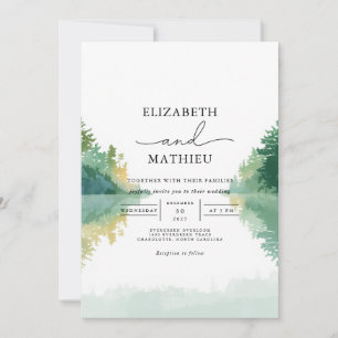 Convites Verdant Forest Lake Wedding