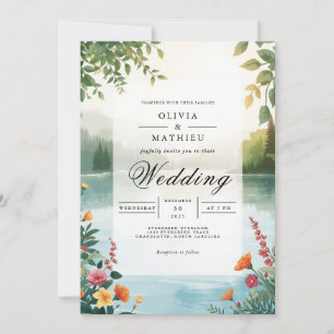 Convites Verdant Lakeside Romance Wedding