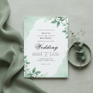 Convites Verdant Sage Green Leaf Archway Wedding