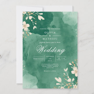 Convites Verdant Watercolor Bloom Wedding