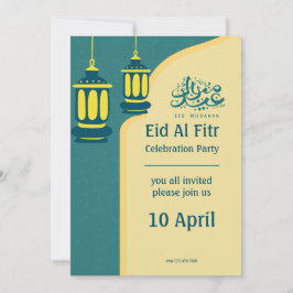 Convites Verde Amarelo Elegante Eid Al Fitr Halal Bi Halal