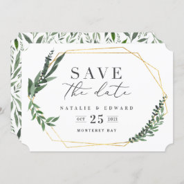 Convites verde-aquarela-geométrica-dourada