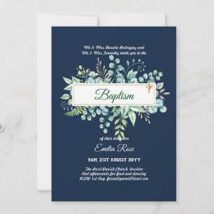 Convites Verde Baptism Bautizo Bautismo Christening Invi