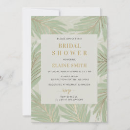 Convites Verde Botânico Dourado Chá de panela Moderno