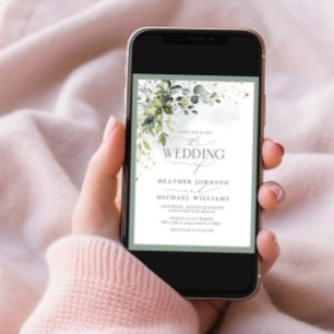 Convites Verde Botânico Elegante Aquarela Floral