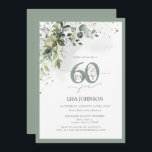 Convites Verde Botânico Elegante Floral 60º Aniversário<br><div class="desc">Diga olá ao seu 60º ao estilo com este maravilhoso e elegante convite de aniversário do 60º aniversário do Elegante Greenery Botânico Floral! Apresentando um belo buquê de verde-marinho verde-sábio verde-verde-verde-verde, este cartão luxuoso define o tom perfeito para sua celebração especial. A elegante caligrafia escrita à mão oferece sofisticação e...</div>