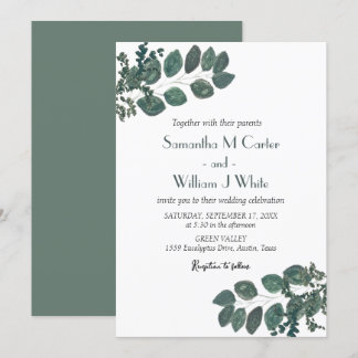 Convites Verde Botânico Rústico Eucalipto