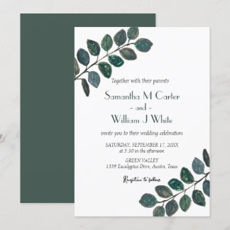 Convites Verde Botânico Rústico Eucalipto