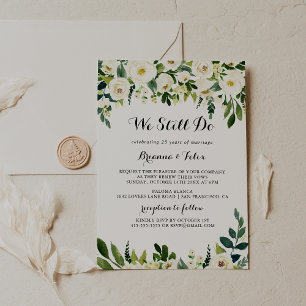 Convites Verde Branco Floral Ainda Fazemos Renovação De V