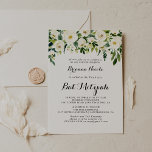 Convites Verde Branco outono Floral Bat Mitzvah<br><div class="desc">Este convite floral branco verde de outono,  do morcego mitzvah é perfeito para um morcego rústico mitzvah. O design apresenta elegantes pedras brancas de aquarela com folhagem verde.</div>