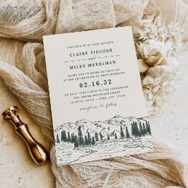 Convites Verde Caçador | Casamento de esboço de montanha