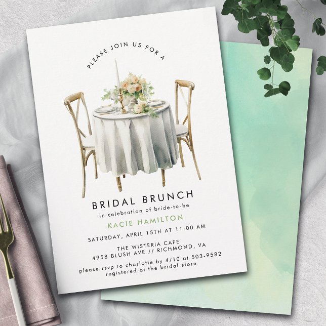Convites Verde de Aquarela | Cute Modern Bridal Brunch (Criador carregado)