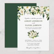 Verde de Casamento Elegante Floral de Watercolor