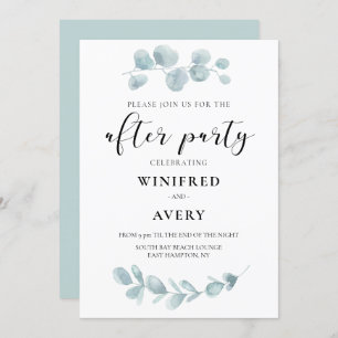 Convites Verde de cor d'água minimalista após festa