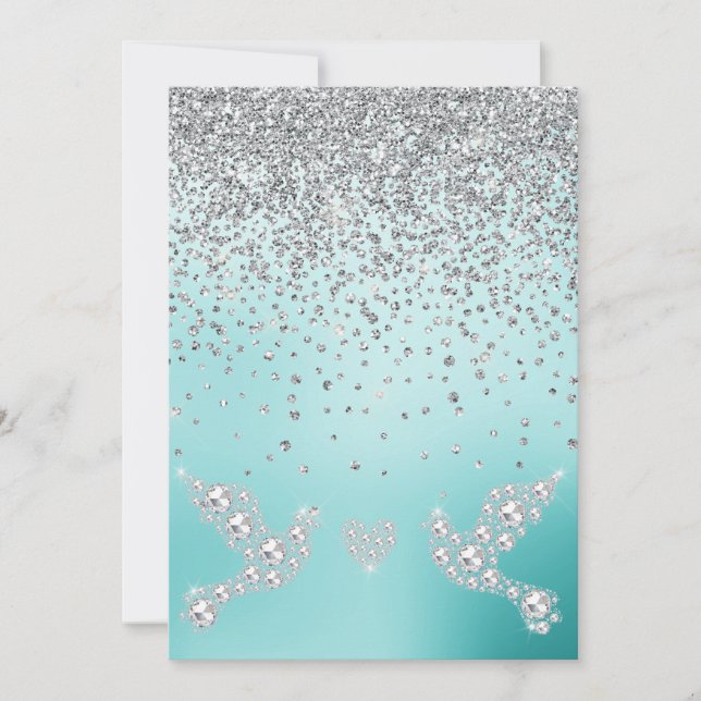 Convites verde de hortelã de casamento de cristal novo (Frente)