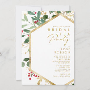 Convites Verde de Natal Moderno Bridal Tea Party