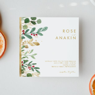 Convites Verde de Natal Moderno   Casamento quadrado branco