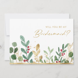 Convites Verde de Natal Moderno | Proposta Bridesmaid