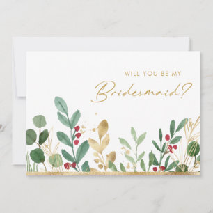 Convites Verde de Natal Moderno   Proposta Bridesmaid