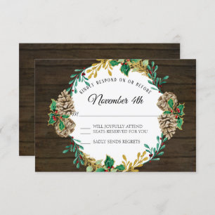 Convites Verde de Natal Russo Wreath Watercolor RSVP