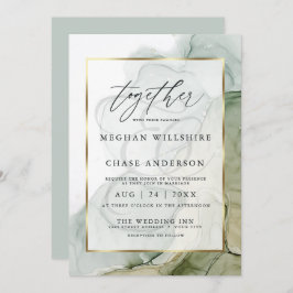 Convites Verde de Sage Desvanecido com Casamento de Álcool