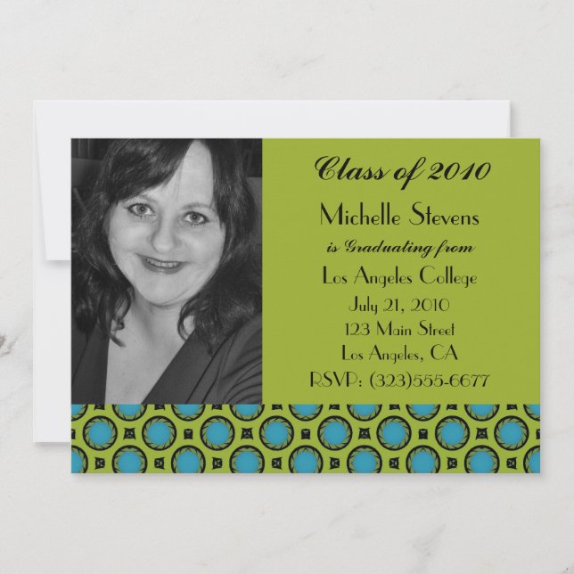 Convites verde de turquesa da graduação (Frente)