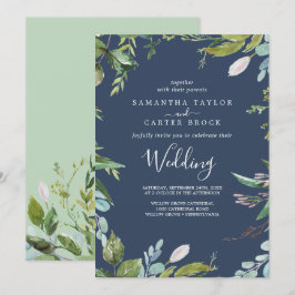 Convites Verde de Verão | Casamento Azul-Marinho